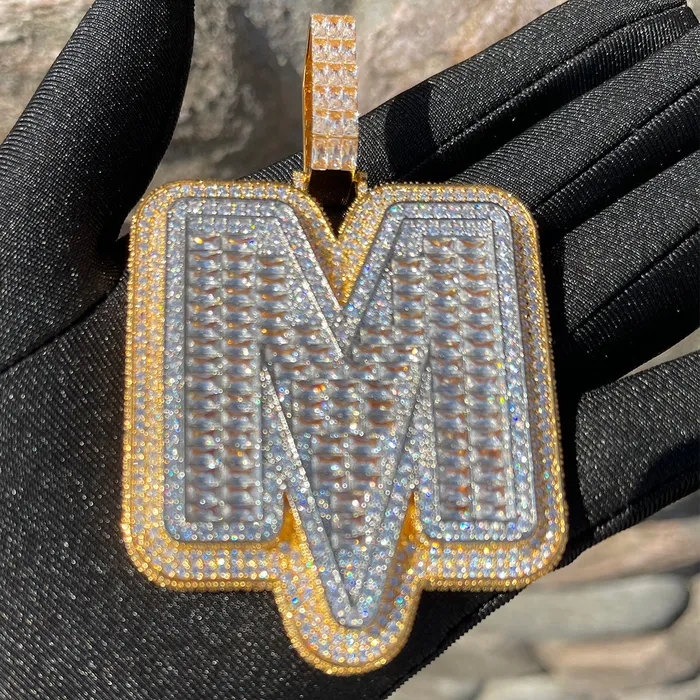 INITIAL Necklaces Lightning Iced Out Initial Custom Name Necklace Pendant