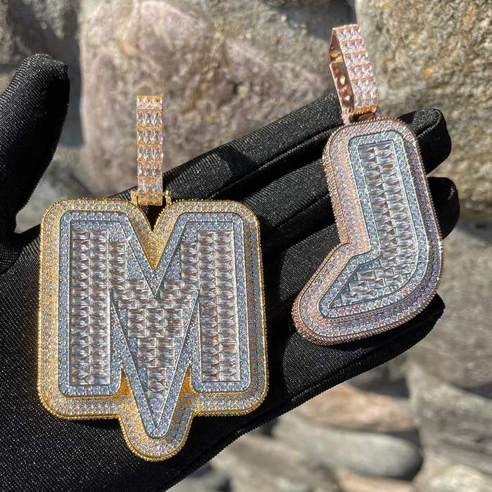 INITIAL Necklaces Lightning Iced Out Initial Custom Name Necklace Pendant
