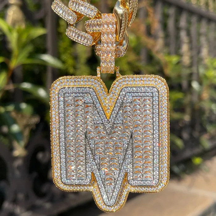 INITIAL Necklaces Lightning Iced Out Initial Custom Name Necklace Pendant