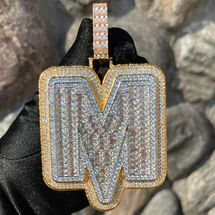 INITIAL Necklaces Lightning Iced Out Initial Custom Name Necklace Pendant