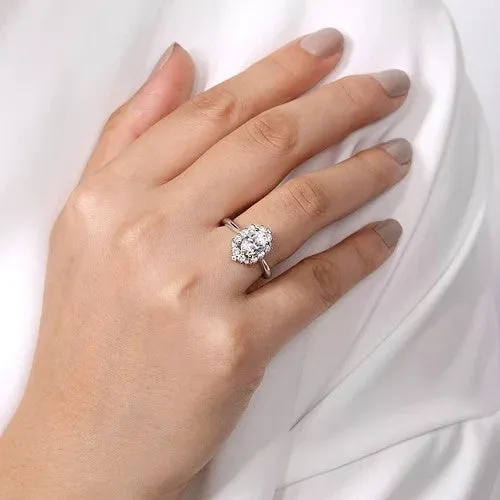 Jada 14K White Gold Oval Halo Diamond Engagement Ring Setting Only GABRIEL CO Rings Jada 14K White Gold Oval Halo Diamond Engagement Ring Setting Only GABRIEL CO Rings