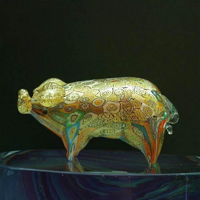 La Fornasotta Necklaces Murrina and gold pig