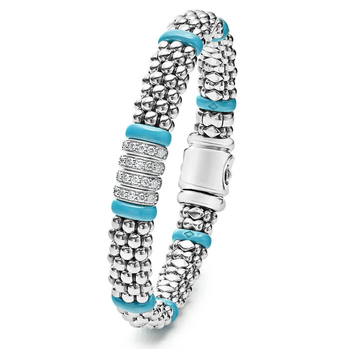 LAGOS Blue Caviar Four Station Diamond Caviar Bracelet 9mm Bracelets