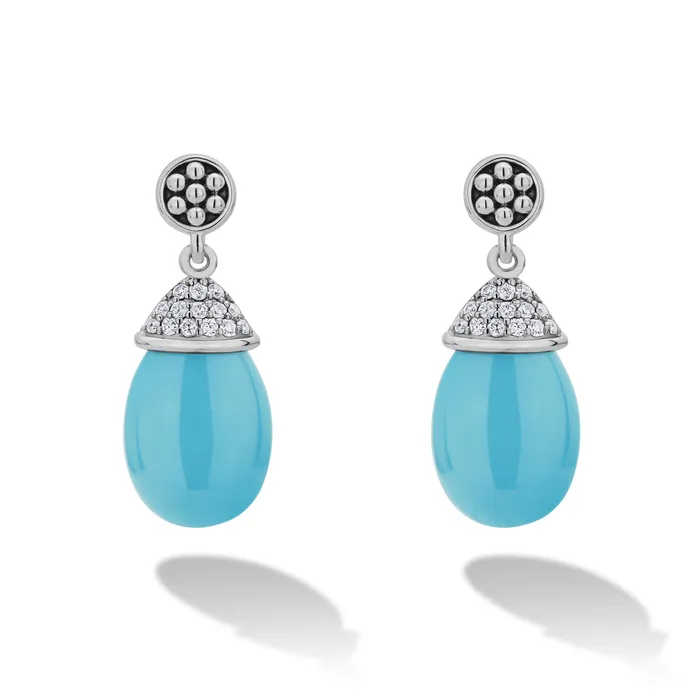 LAGOS Earrings Blue Caviar Ceramic Diamond Drop Earrings