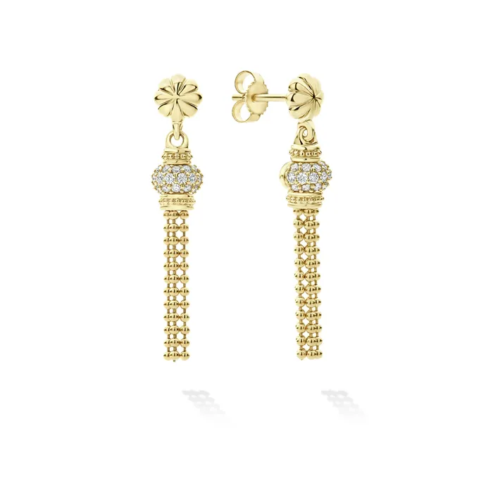 LAGOS Earrings Caviar Gold 18K Gold Caviar Tassel Diamond Earrings