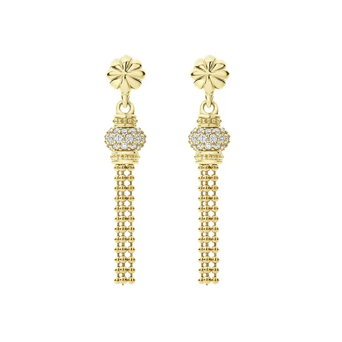 LAGOS Earrings Caviar Gold 18K Gold Caviar Tassel Diamond Earrings