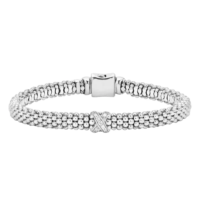 LAGOS Embrace Single Station X Silver Diamond Bracelet 6mm Bracelets