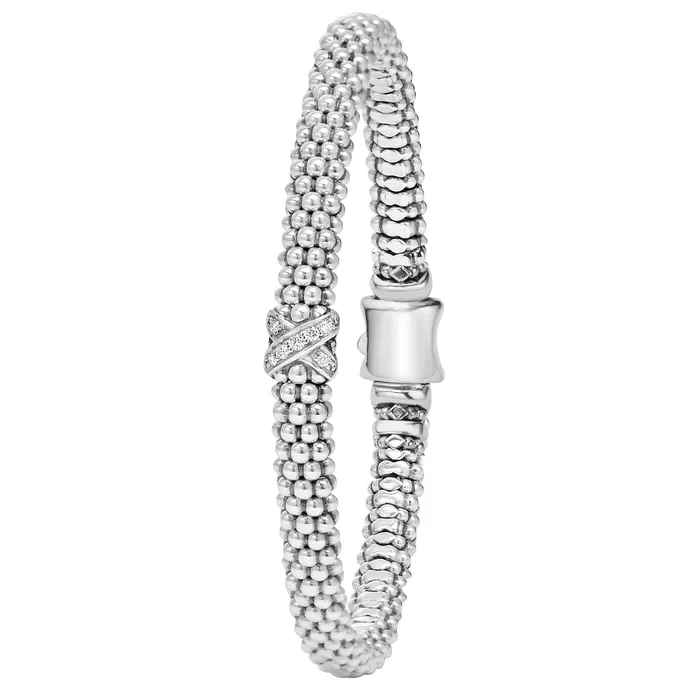 LAGOS Embrace Single Station X Silver Diamond Bracelet 6mm Bracelets