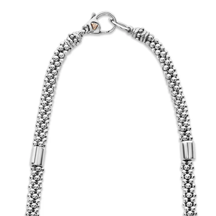 LAGOS Necklaces High Bar Rose Gold Station Caviar Necklace 5mm