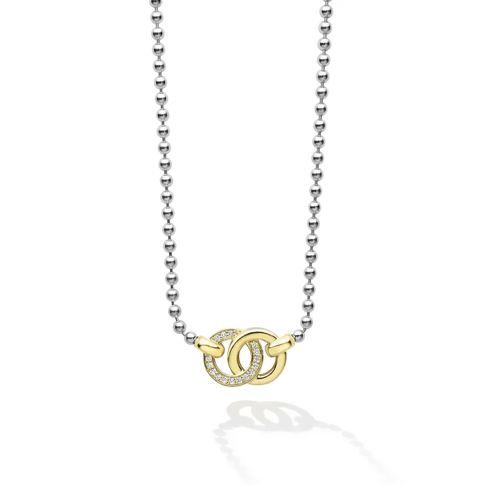LAGOS Necklaces Signature Caviar TwoTone Interlocking Diamond Pendant Necklace LAGOS Necklaces Signature Caviar TwoTone Interlocking Diamond Pendant Necklace