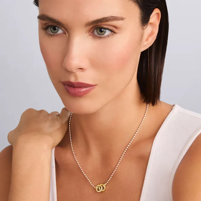 LAGOS Necklaces Signature Caviar TwoTone Interlocking Diamond Pendant Necklace