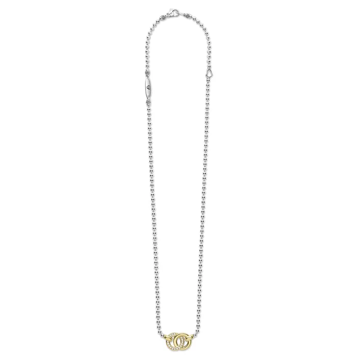 LAGOS Necklaces Signature Caviar TwoTone Interlocking Diamond Pendant Necklace
