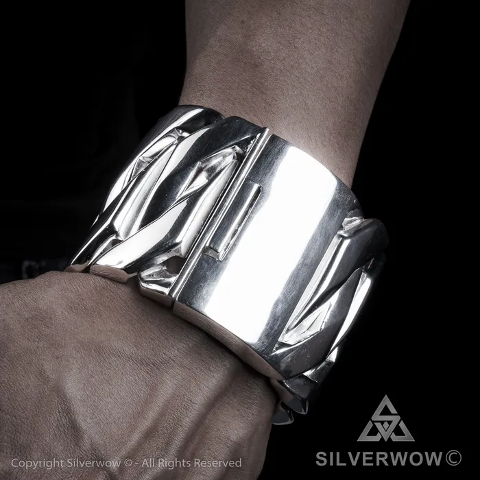 Monster Huge Mens Silver Bracelet x 60mm Wide silverwow Bracelets