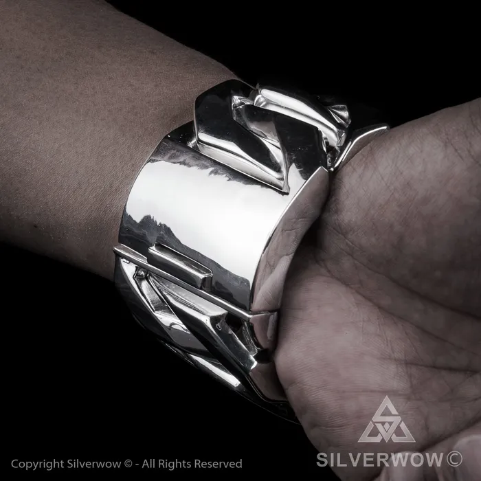 Monster Huge Mens Silver Bracelet x 60mm Wide silverwow Bracelets