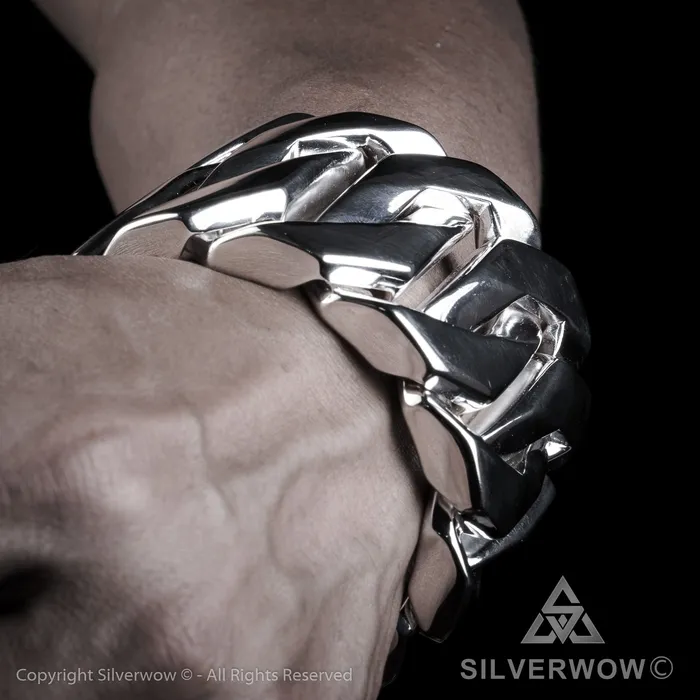 Monster Huge Mens Silver Bracelet x 60mm Wide silverwow Bracelets