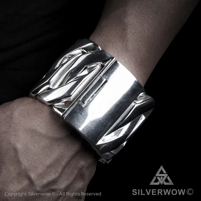 Monster Huge Mens Silver Bracelet x 60mm Wide silverwow Bracelets