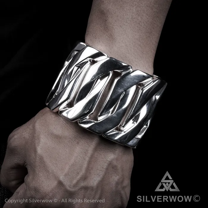 Monster Huge Mens Silver Bracelet x 60mm Wide silverwow Bracelets