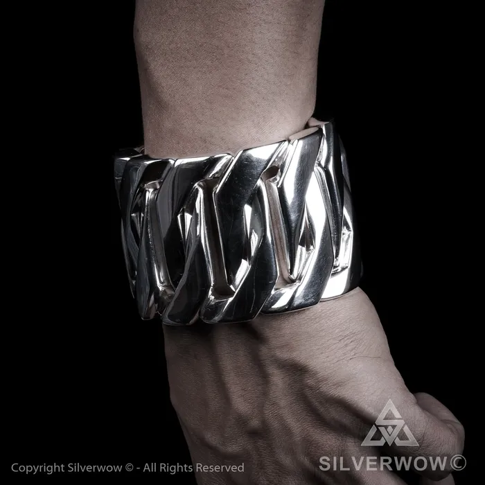 Monster Huge Mens Silver Bracelet x 60mm Wide silverwow Bracelets