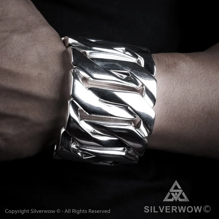 Monster Huge Mens Silver Bracelet x 60mm Wide silverwow Bracelets