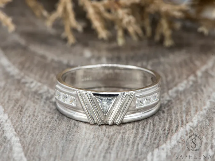 Monty Mens Moissanite Triangle Cut Wedding Ring Sapheena Jewelry Rings