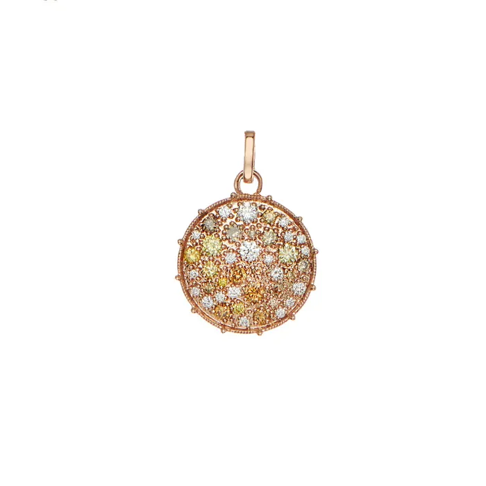Multicolor Diamond Beaded Disc Small Pendant Sethi Couture Necklaces