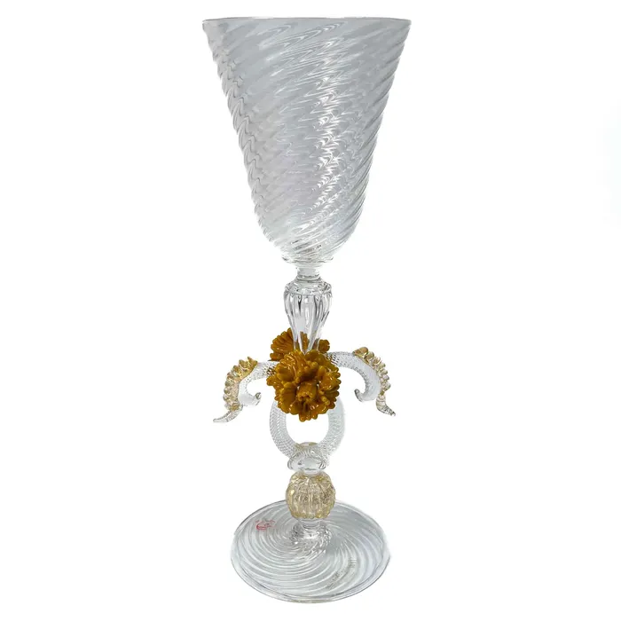 MuranoVItrum Clear Blown Glass Goblet Murano Glass Earrings