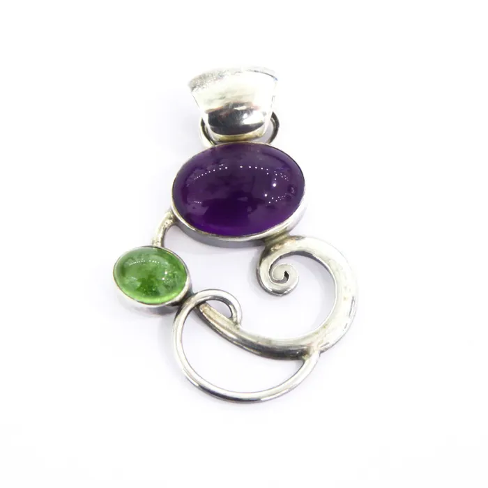 Nanni Gabriella Necklaces Amethyst and Tormaline Pendant Sterling Silver Nanni Gabriella Necklaces Amethyst and Tormaline Pendant Sterling Silver