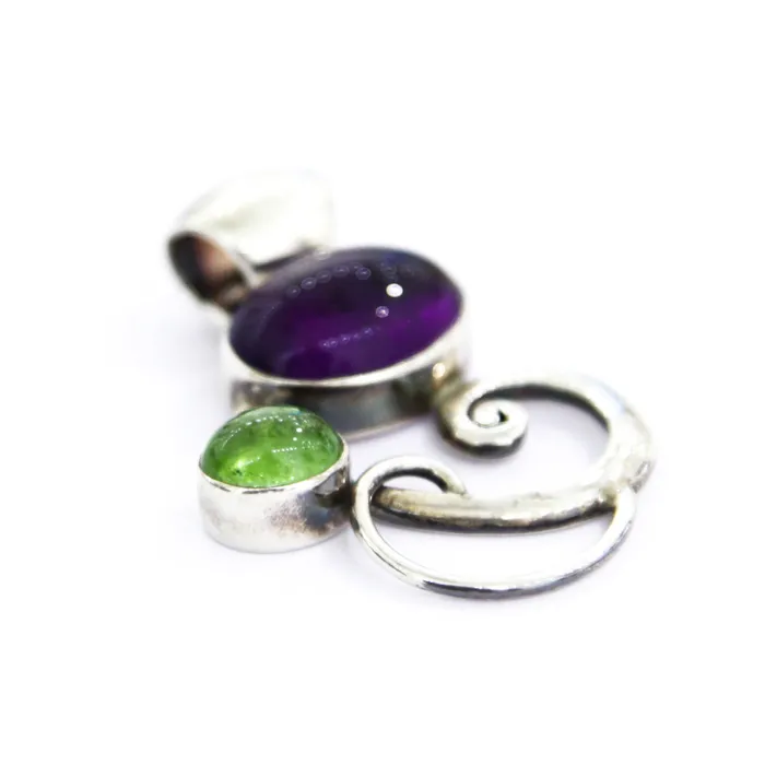 Nanni Gabriella Necklaces Amethyst and Tormaline Pendant Sterling Silver