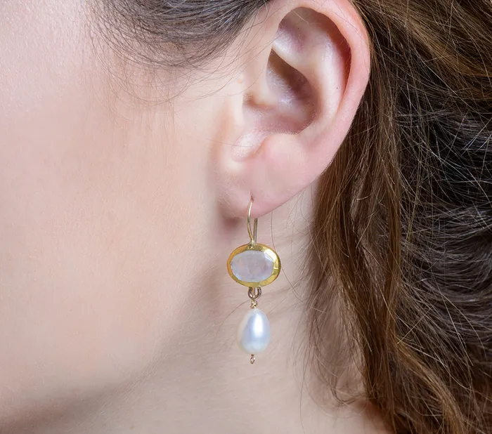 Nava Zahavi Earrings Nava Zahavi Memories Moonstone and Pearl Earrings