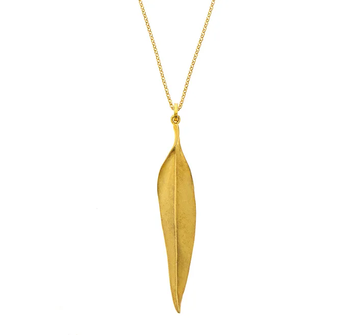 Nava Zahavi Gold Plated Leaf Drop Pendant Necklace Nava Zahavi Necklaces