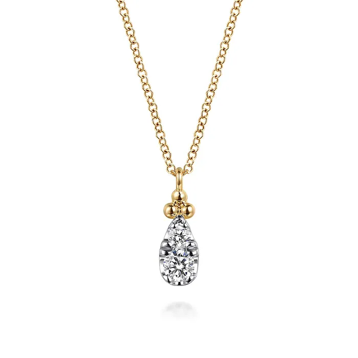 Necklaces 14K Yellow Gold Diamond Bujukan Teardrop Pendant Necklace GABRIEL CO