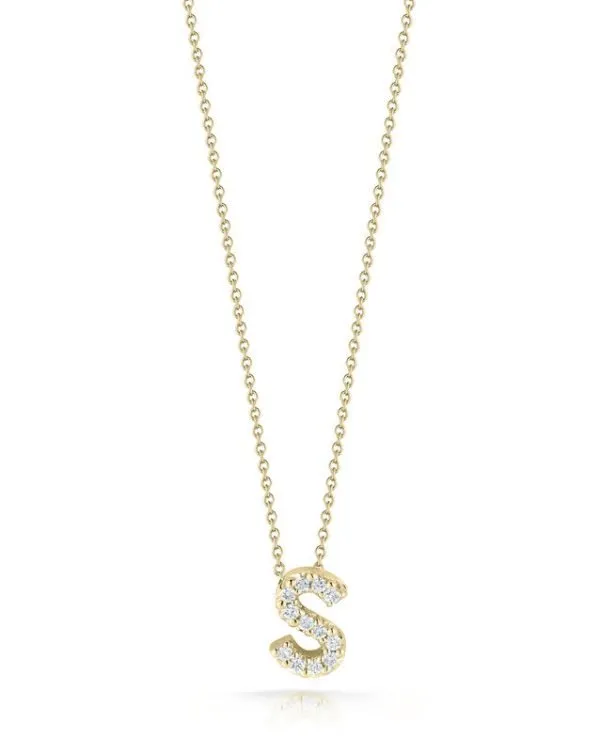 Necklaces 18K YELLOW GOLD TINY TREASURES DIAMOND LOVE LETTER S NECKLACE ROBERTO COIN Necklaces 18K YELLOW GOLD TINY TREASURES DIAMOND LOVE LETTER S NECKLACE ROBERTO COIN