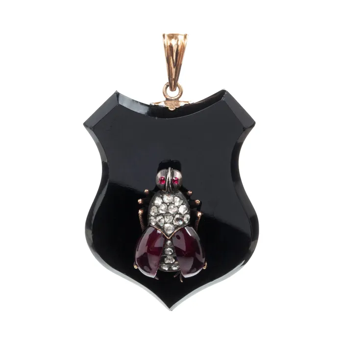 Necklaces Bell Bird Antiques Victorian Era Onyx and Diamond Beetle Locket Necklaces Bell Bird Antiques Victorian Era Onyx and Diamond Beetle Locket