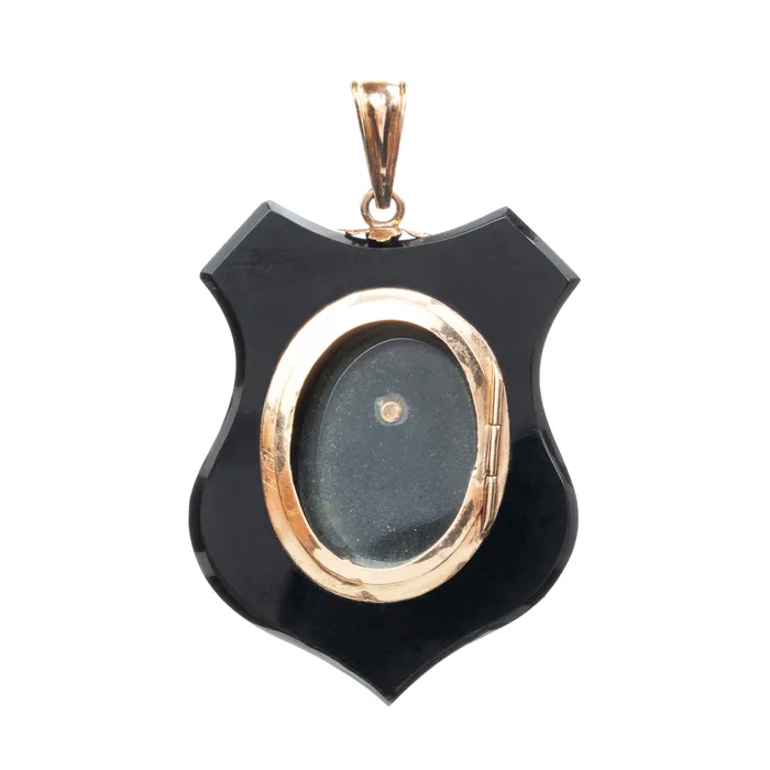 Necklaces Bell Bird Antiques Victorian Era Onyx and Diamond Beetle Locket