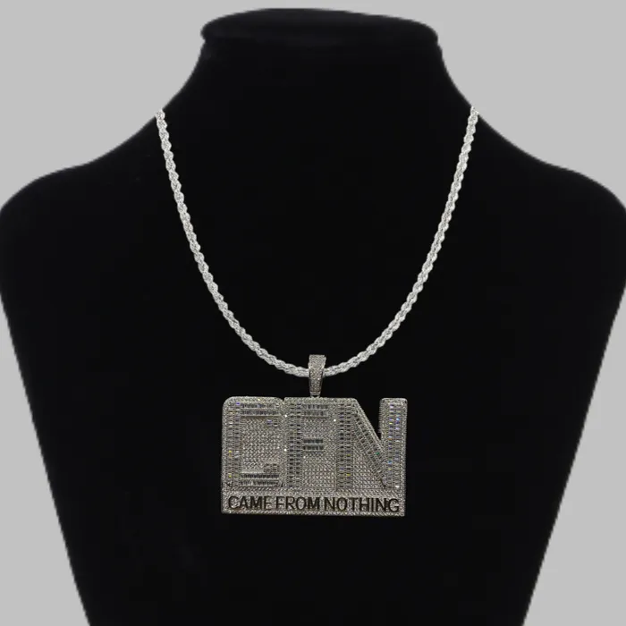 Necklaces Came From Nothing CFN Came From Nothing Iced Out Letter Diamond Pendant Necklace
