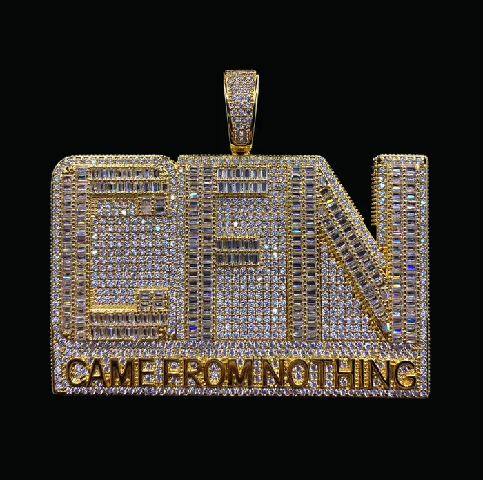 Necklaces Came From Nothing CFN Came From Nothing Iced Out Letter Diamond Pendant Necklace