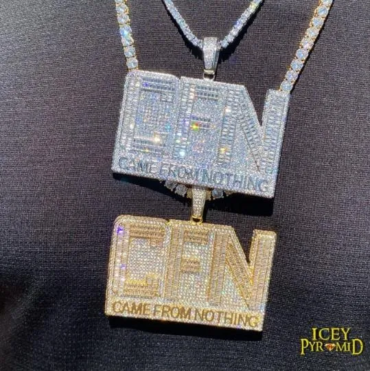 Necklaces Came From Nothing CFN Came From Nothing Iced Out Letter Diamond Pendant Necklace