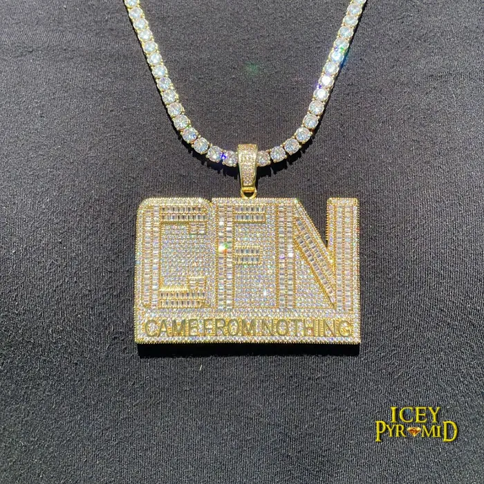 Necklaces Came From Nothing CFN Came From Nothing Iced Out Letter Diamond Pendant Necklace