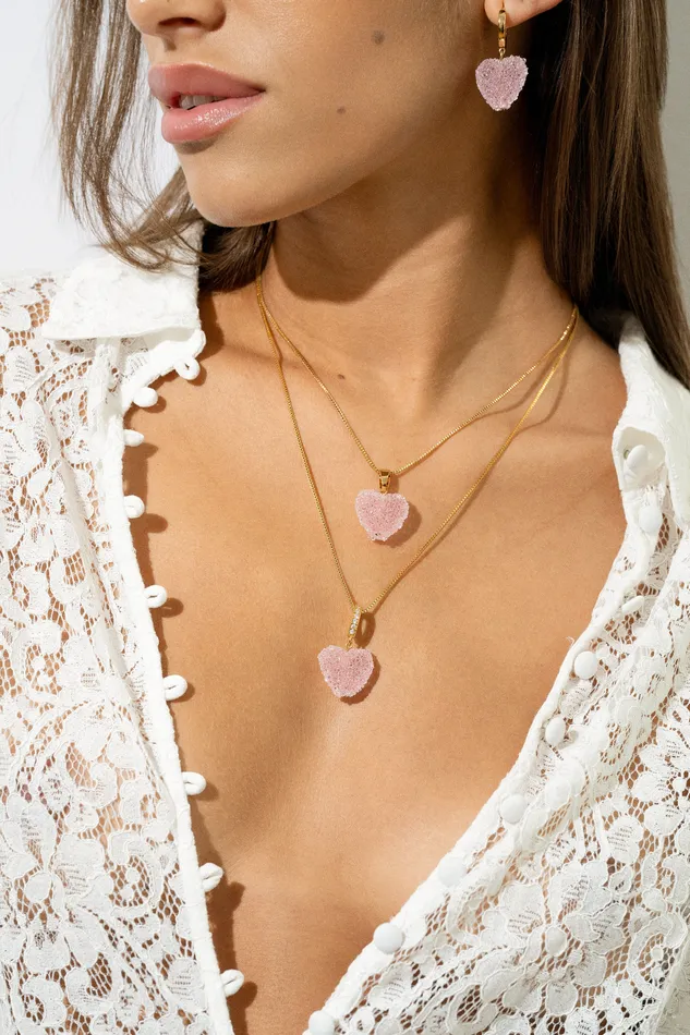 Necklaces Crystal Haze Jewelry EU Jelly Heart Classic Connector Baby Pink