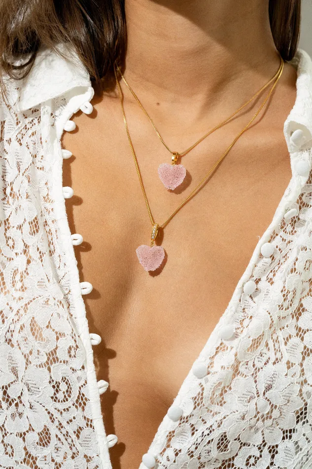 Necklaces Crystal Haze Jewelry EU Jelly Heart Classic Connector Baby Pink