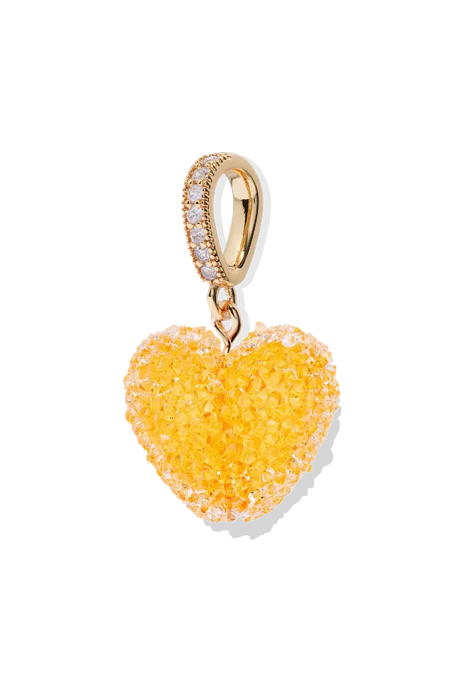 Necklaces Crystal Haze Jewelry EU Jelly Heart Pave Connector Sunshine Orange