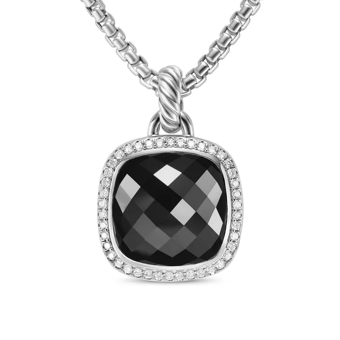 Necklaces David Yurman Albion Pendant in Sterling Silver with Black Onyx and Diamonds 15mm Necklaces David Yurman Albion Pendant in Sterling Silver with Black Onyx and Diamonds 15mm