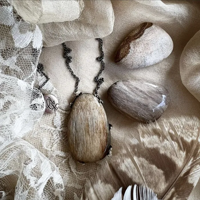 Necklaces Fossil Wood aka Petrified Wood Necklace One of a Kind Giardinoblu