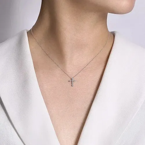 Necklaces GABRIEL CO 14K White Gold Marquise Shaped Diamond Cross Necklace