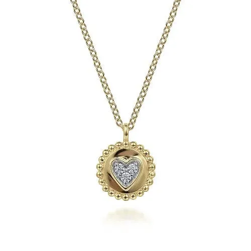 Necklaces GABRIEL CO 14K Yellow Gold Bujukan Heart Pendant Necklace with Diamonds Necklaces GABRIEL CO 14K Yellow Gold Bujukan Heart Pendant Necklace with Diamonds
