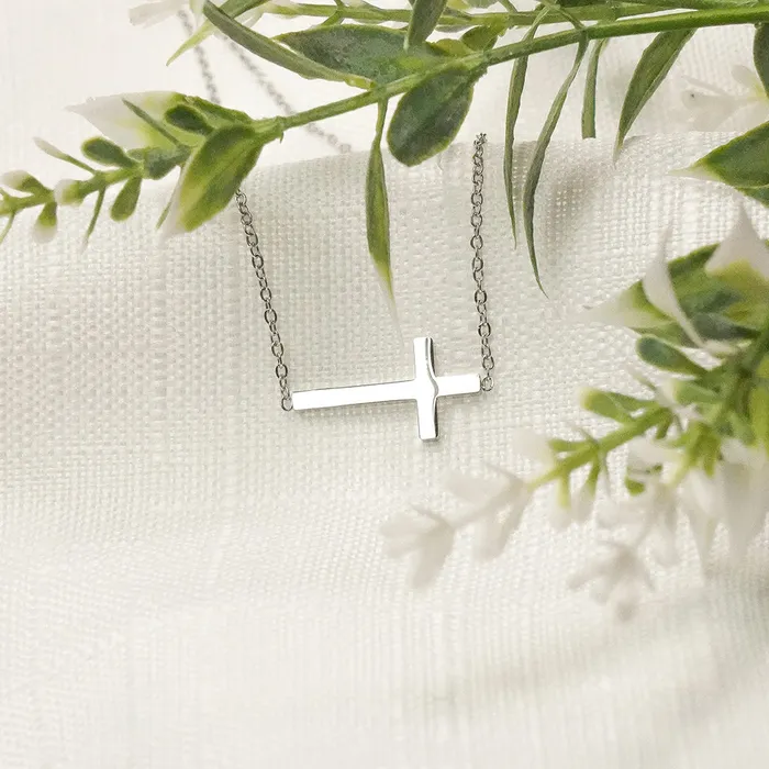 Necklaces Horizontal Cross Necklace Forever Truth