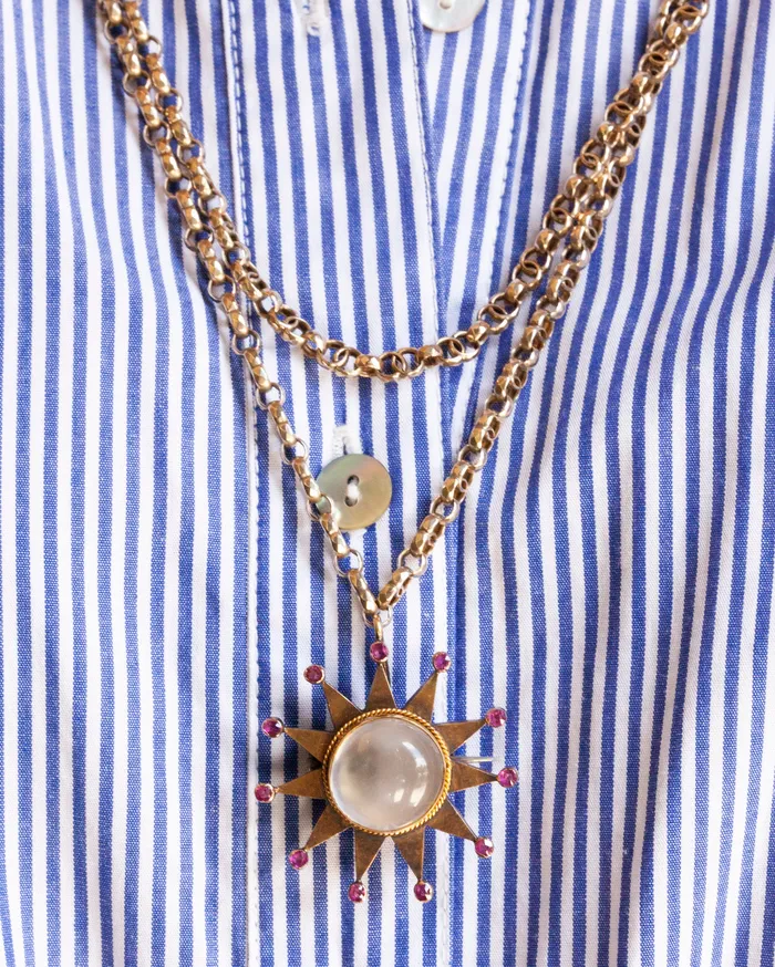 Necklaces Late Victorian Moonstone and Ruby Star Pendant and Lion Tassie Bell Bird Antiques