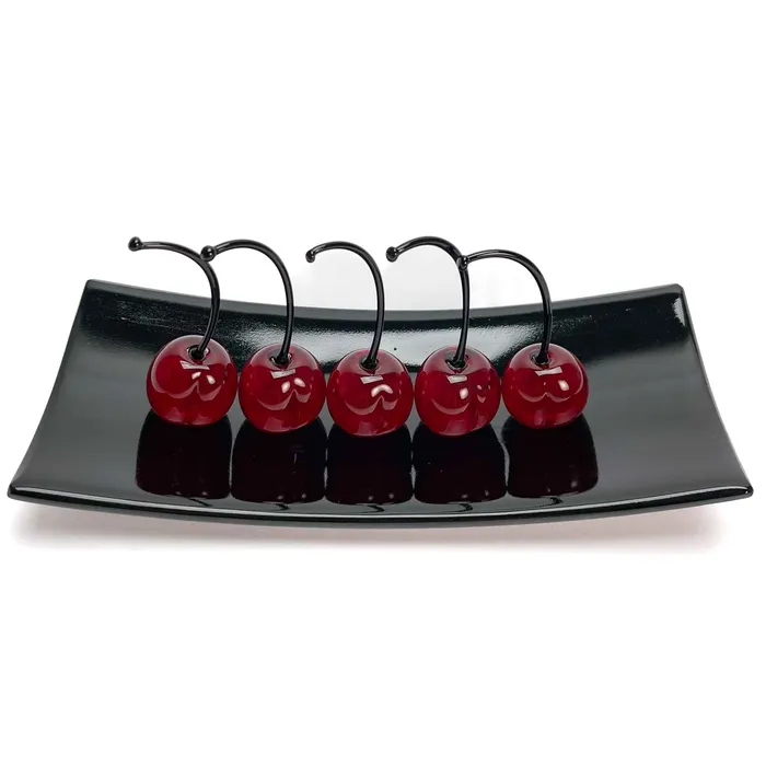 Necklaces MuranoVItrum Set 5 Small Cherries with Rectangular Plate Love and Elegance Murano Glass