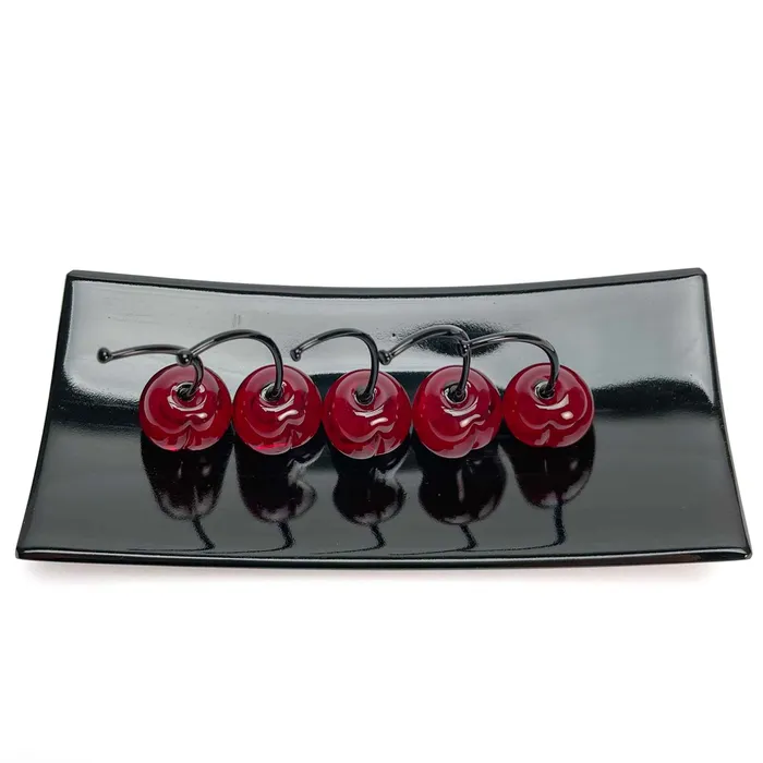 Necklaces MuranoVItrum Set 5 Small Cherries with Rectangular Plate Love and Elegance Murano Glass