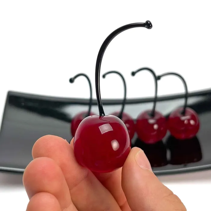 Necklaces MuranoVItrum Set 5 Small Cherries with Rectangular Plate Love and Elegance Murano Glass